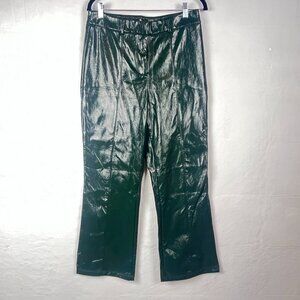 2/$30 7FAM Shiny Faux Vegan Patent Leather Green Pants Medium